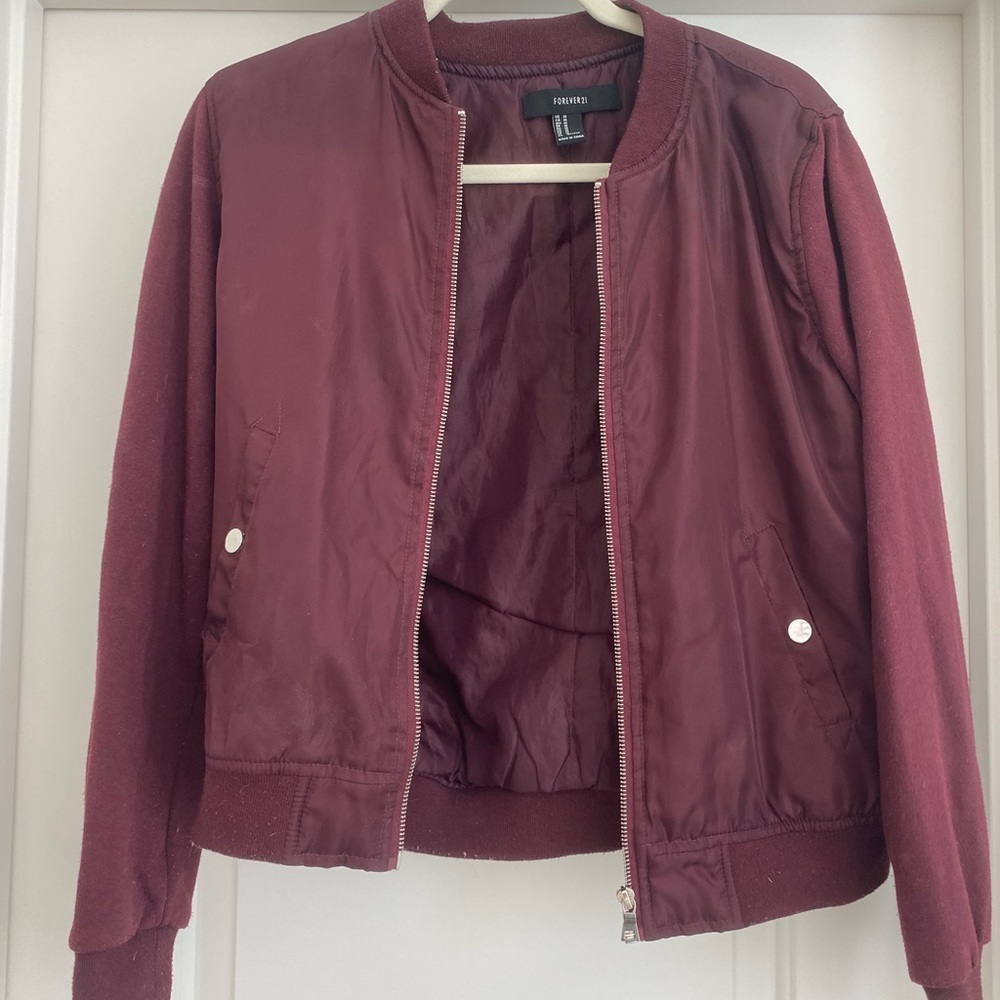 Maroon bomber jacket